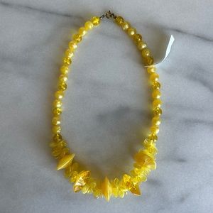 VINTAGE • 80s Barbie Yellow Plastic Necklace Made in Hong Kong Cute Y2K Style